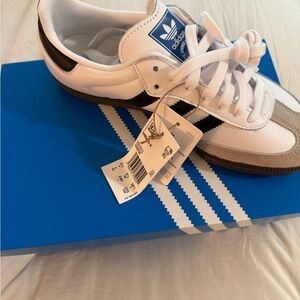 Adidas Kids' White, Black, and Brown Sneakers